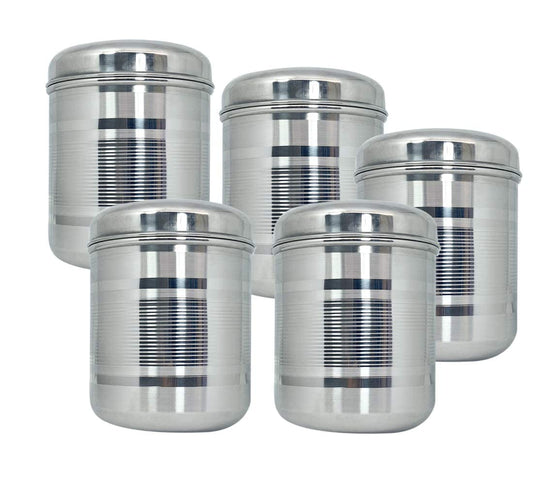 Steel Dabba Set of 5 | Premium Stainless Steel Storage Containers for Kitchen