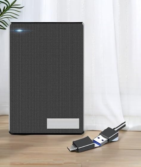 500GB Ultra-Slim Portable External Hard Drive | 2-in-1 Type-C & USB 3.0 High-Speed Storage for Laptop, PC, Mac, PS4, Xbox, iPad & Mobile (Black)