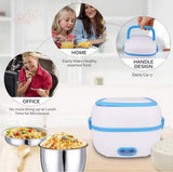 Electric Lunch Box for Office Use | 220V 200W Portable Food Warmer with Removable Stainless Steel Compartments | Compact & Easy to Carry (Pack of 1)
