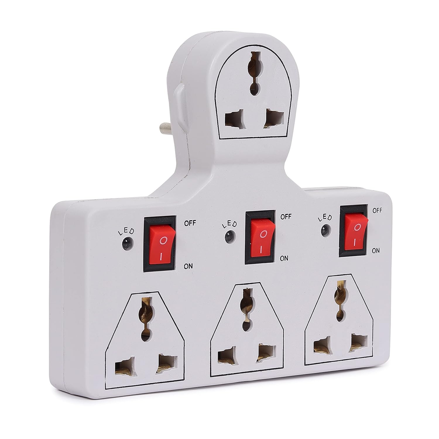 4 Universal Socket Extension Board with 3 Switch Control | Heavy-Duty Multiplug Extension Cord for Home & Office Use