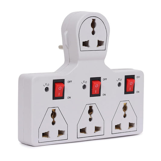 4 Universal Socket Extension Board with 3 Switch Control | Heavy-Duty Multiplug Extension Cord for Home & Office Use