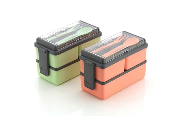 3-Compartment Leakproof Lunch Box (1400 ML) | Microwave Safe Double-Layer Tiffin with Cutlery | BPA-Free Food Container for Office, School & College