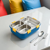 Stainless Steel Lunch Box with 3 Leak-Proof Compartments | Durable, BPA-Free Bento Tiffin | Eco-Friendly & Lightweight Food Container for Office, School & Travel