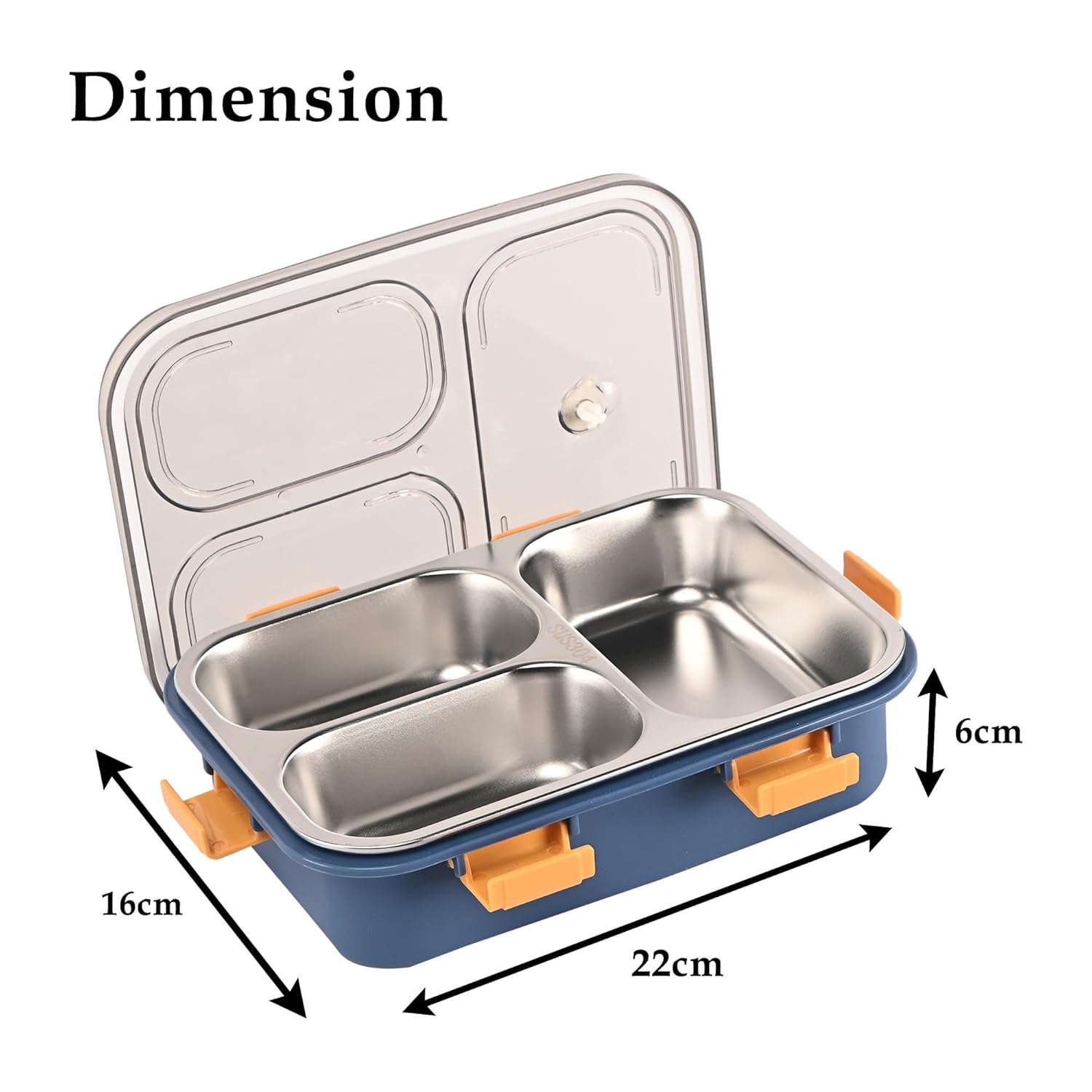 Stainless Steel Lunch Box with 3 Leak-Proof Compartments | Durable, BPA-Free Bento Tiffin | Eco-Friendly & Lightweight Food Container for Office, School & Travel