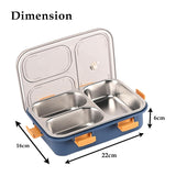 Stainless Steel Lunch Box with 3 Leak-Proof Compartments | Durable, BPA-Free Bento Tiffin | Eco-Friendly & Lightweight Food Container for Office, School & Travel