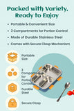 Stainless Steel Lunch Box with 3 Leak-Proof Compartments | Durable, BPA-Free Bento Tiffin | Eco-Friendly & Lightweight Food Container for Office, School & Travel