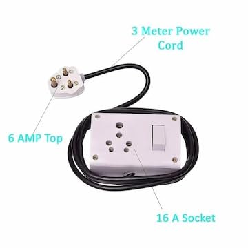 Universal Multi-Socket Extension Board with Power Strip | 16A Plug Points & Heavy-Duty White Cord | Ideal for Home & Office Use
