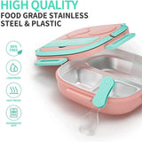 500ML Stainless Steel Bento Box Insulated Lunch Box For Kids Toddler Girls Metal Portion Sections Leakproof Lunch Container Box