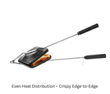 Non-Stick Aluminium Sandwich Maker for Gas Stove | Flameproof Grill with Heat-Resistant Handle – Portable Black Sandwich Press