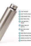 Stainless Steel Water Bottle 1000ml – BPA-Free, Leak-Proof, Lightweight Single Wall Bottle for Home, Office & Travel