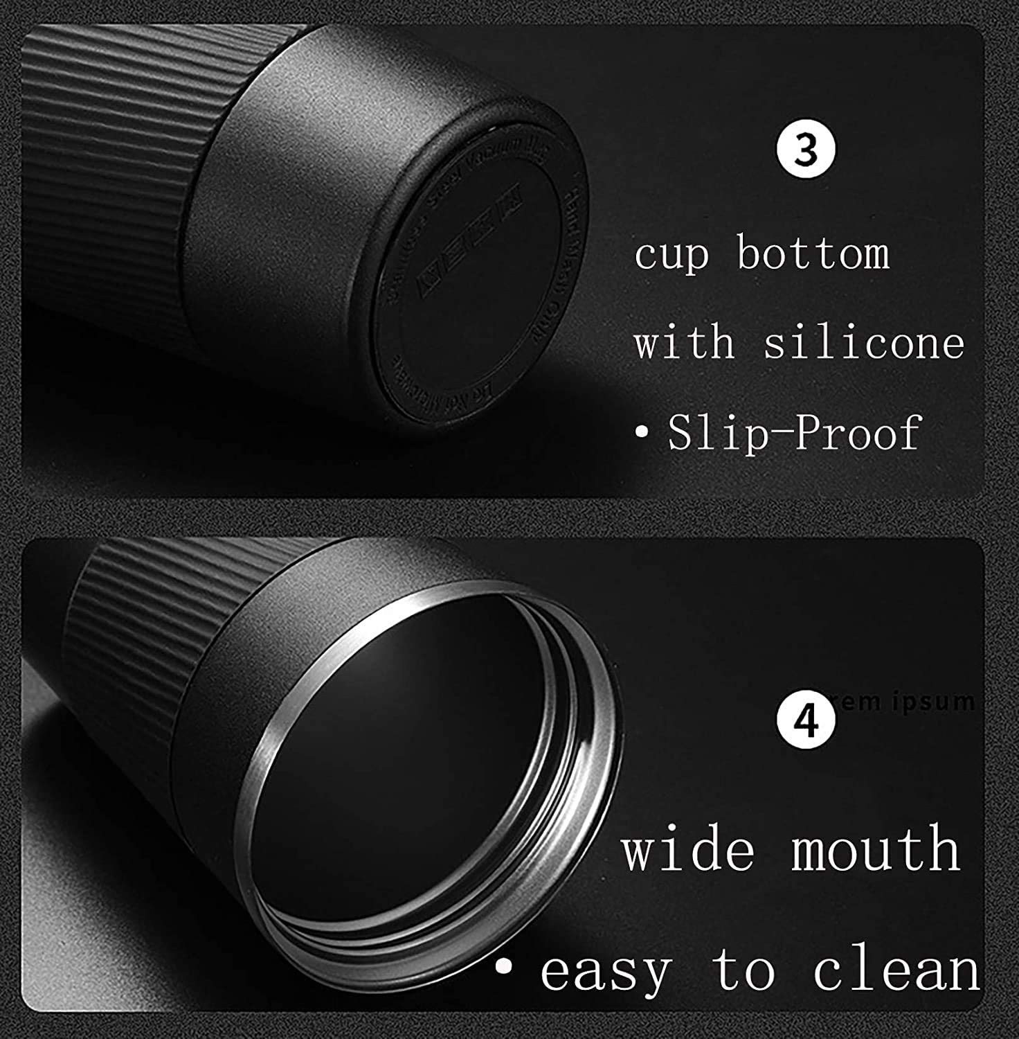 Insulated Travel Coffee Mug 380ML | Double-Wall Stainless Steel Tumbler with Spill-Proof Flip Lid – Hot & Cold Drinks, Black